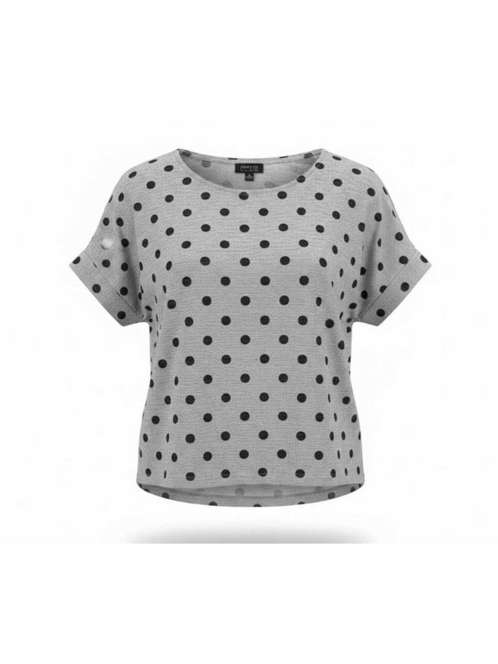 Jones New York Women’s Gray Polka Dot Short Sleeve Top Size L